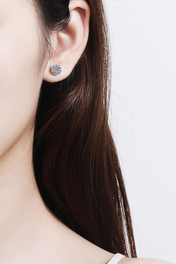 Moissanite Floral-Shaped Stud Earrings-Teresa's Fashionista LLC