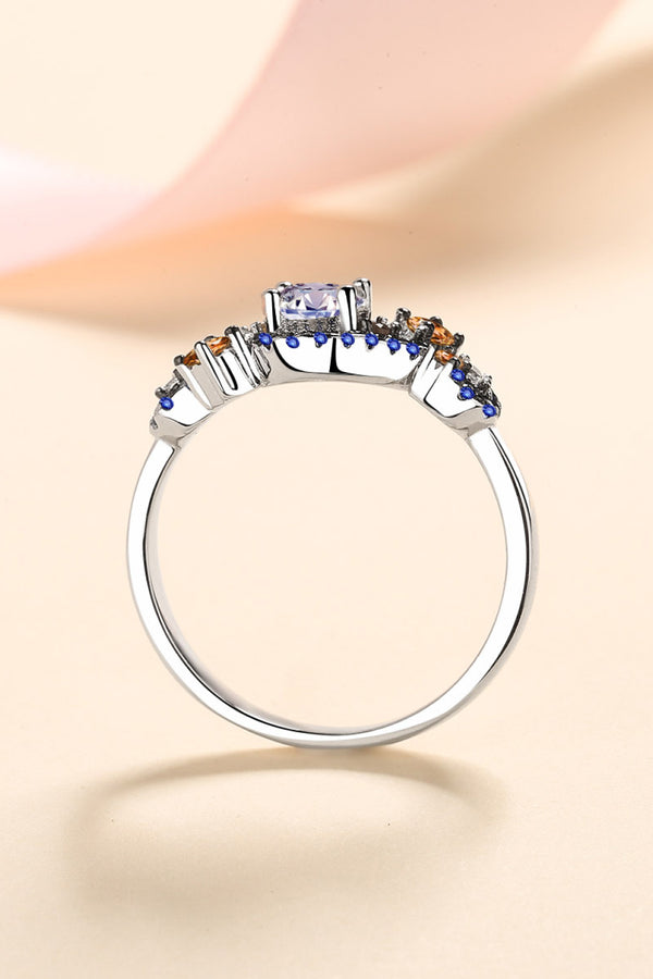 Moissanite Contrast 925 Sterling Silver Ring-Teresa's Fashionista LLC