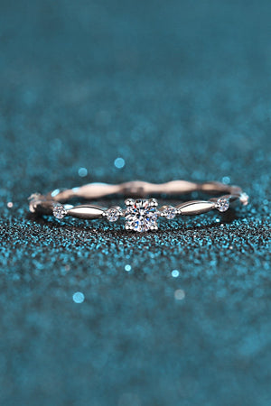 Moissanite 925 Sterling Silver Rhodium-Plated Ring-Teresa's Fashionista LLC