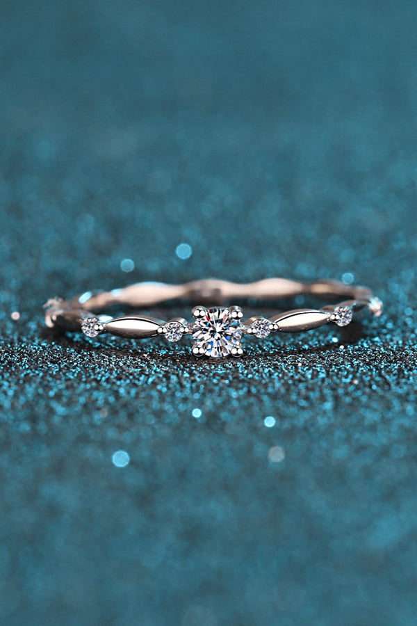Moissanite 925 Sterling Silver Rhodium-Plated Ring-Teresa's Fashionista LLC