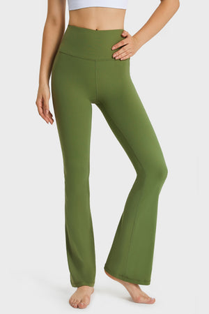 Elastic Waist Flare Yoga Pants-Teresa's Fashionista LLC