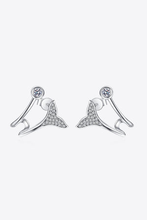 Moissanite Fishtail Rhodium-Plated Earrings-Teresa's Fashionista LLC