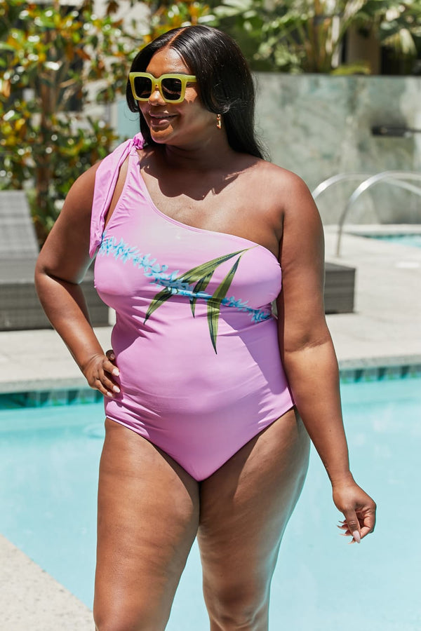 Marina West Swim Vacay Mode One Shoulder Swimsuit in Carnation Pink-Teresa's Fashionista LLC
