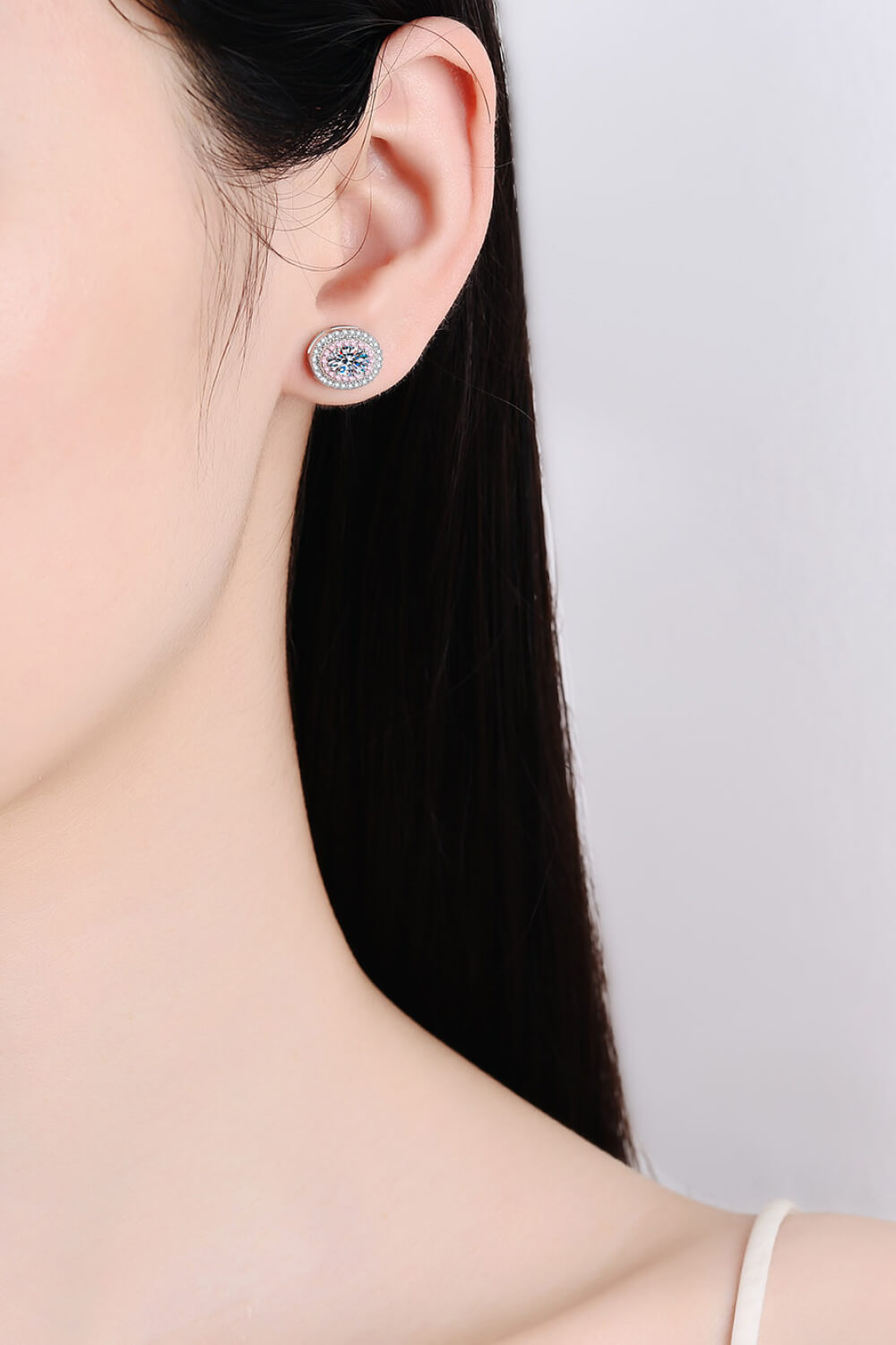 Platinum-Plated Moissanite Stud Earrings-Teresa's Fashionista LLC
