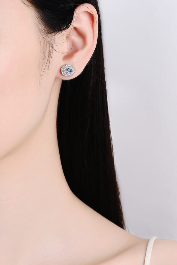 Platinum-Plated Moissanite Stud Earrings-Teresa's Fashionista LLC