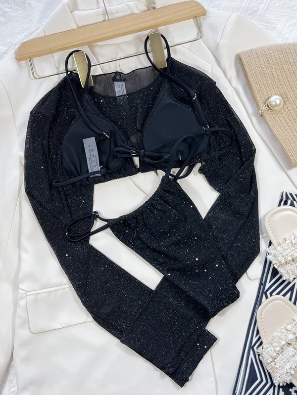 Glitter Three-Piece Swim Set-Teresa's Fashionista LLC