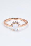 18K Rose Gold-Plated Pear Shape Natural Moonstone Ring-Teresa's Fashionista LLC