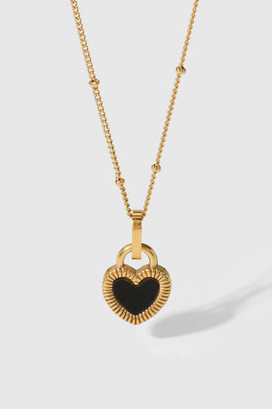 Contrast Heart Pendant Necklace-Teresa's Fashionista LLC