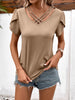 Strappy V-Neck Petal Sleeve Top-Teresa's Fashionista LLC