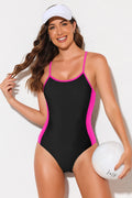 Contrast Spaghetti Strap One-Piece Swimsuit-Teresa's Fashionista LLC