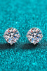 2 Carat Moissanite Rhodium-Plated Stud Earrings-Teresa's Fashionista LLC