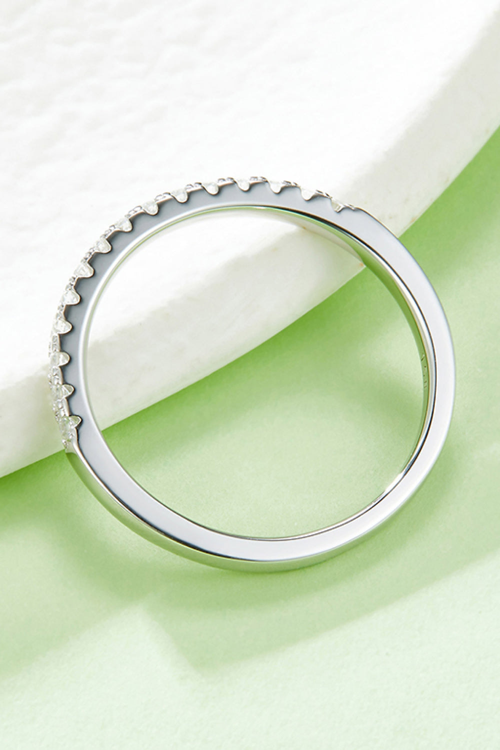 Moissanite Platinum-Plated Half-Eternity Ring-Teresa&#39;s Fashionista LLC