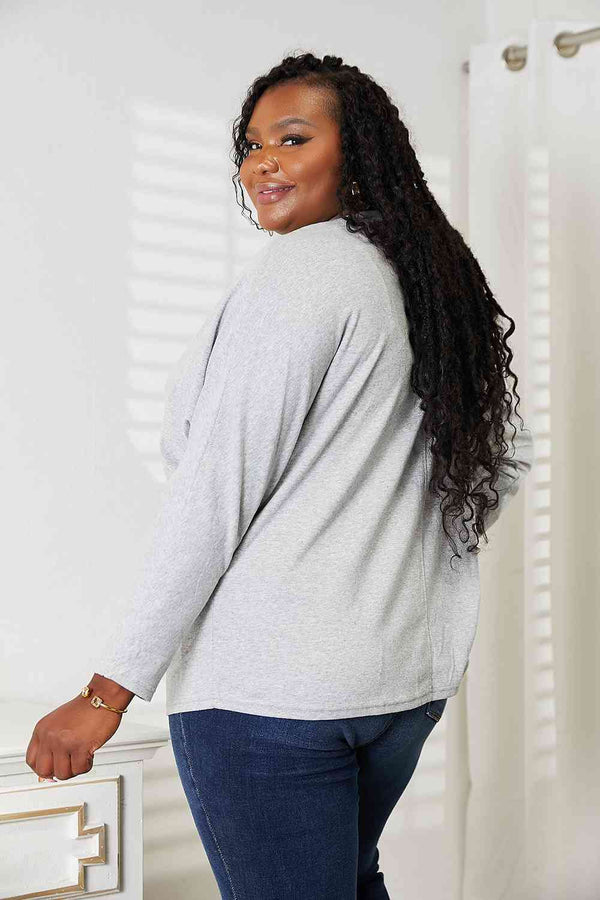 Double Take Seam Detail Round Neck Long Sleeve Top-Teresa's Fashionista LLC