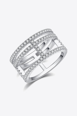 Moissanite Cutout Wide Ring-Teresa's Fashionista LLC