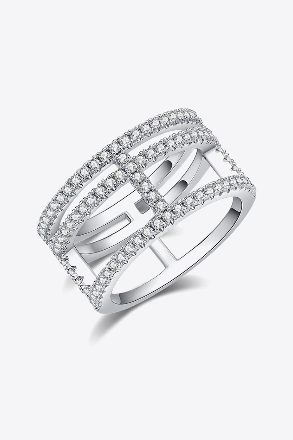 Moissanite Cutout Wide Ring-Teresa&#39;s Fashionista LLC