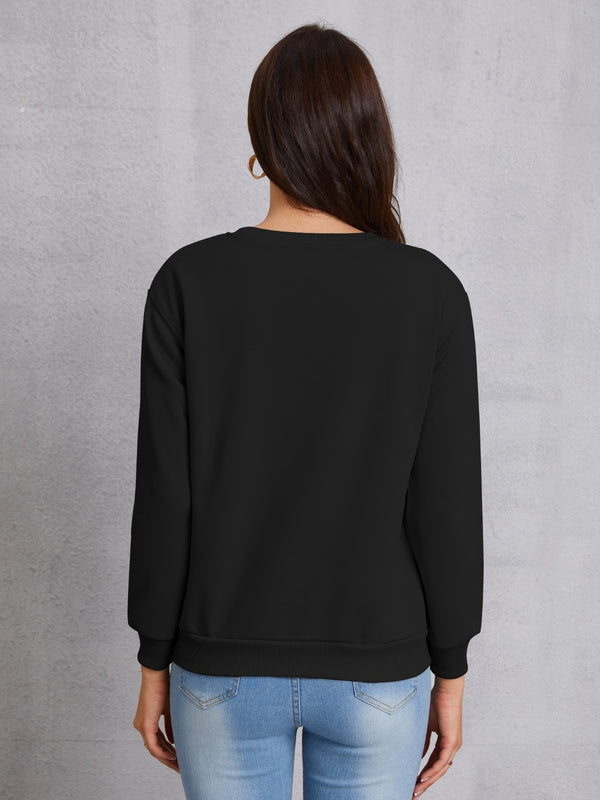 LUCK CHARMER Round Neck Sweatshirt-Teresa's Fashionista LLC