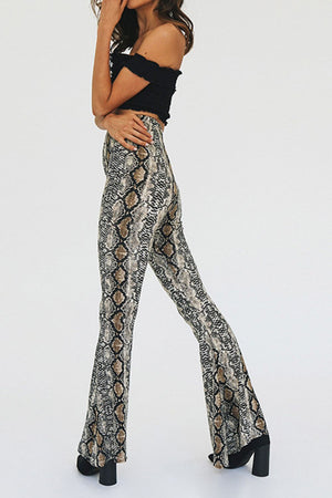 Snakeskin Print Flare Pants-Teresa's Fashionista LLC