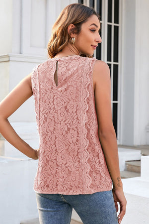 Lace V-Neck Tank-Teresa's Fashionista LLC
