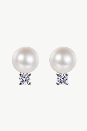 Moissanite Pearl Stud Earrings-Teresa's Fashionista LLC