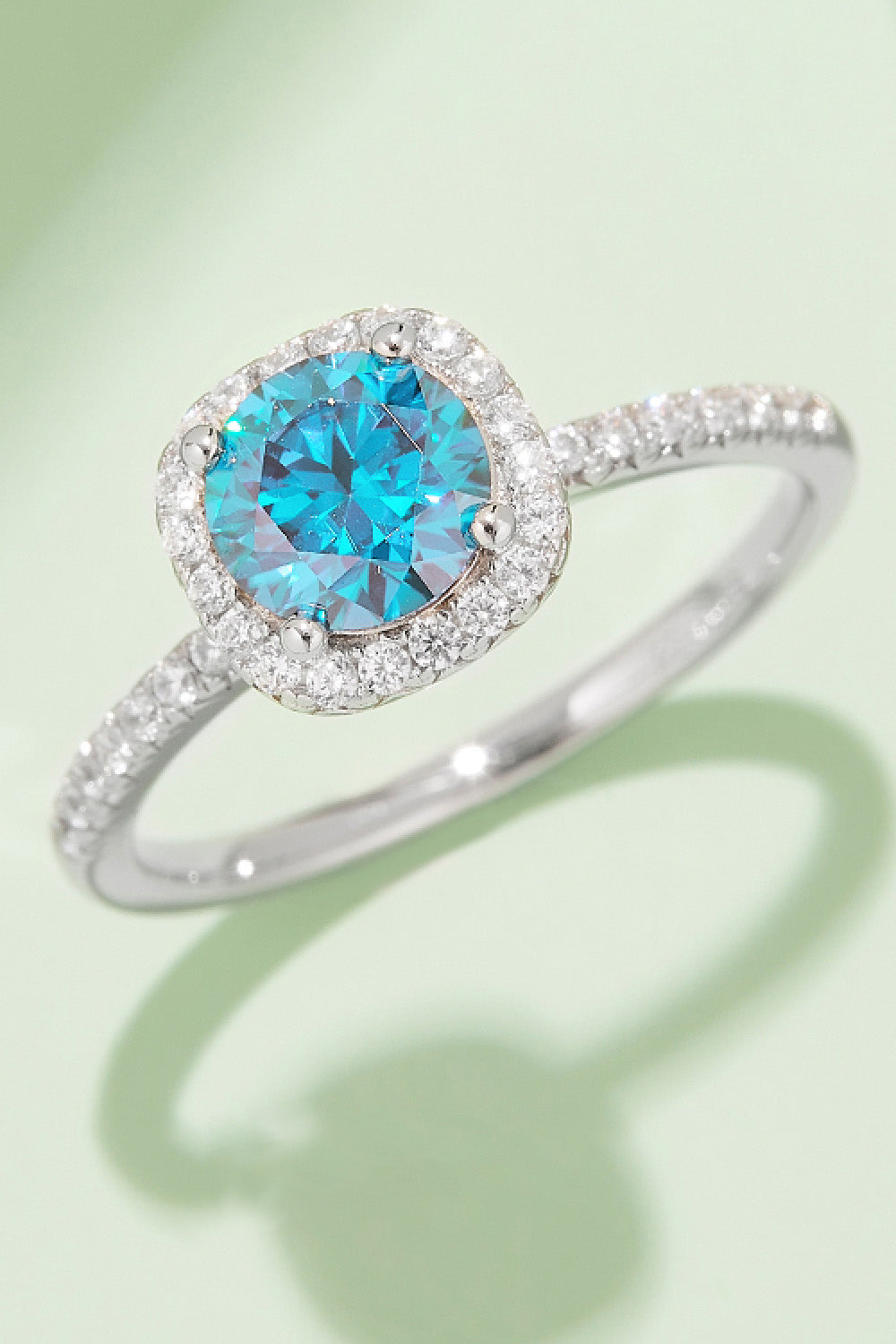 1 Carat Moissanite 925 Sterling Silver Halo Ring-Teresa&#39;s Fashionista LLC