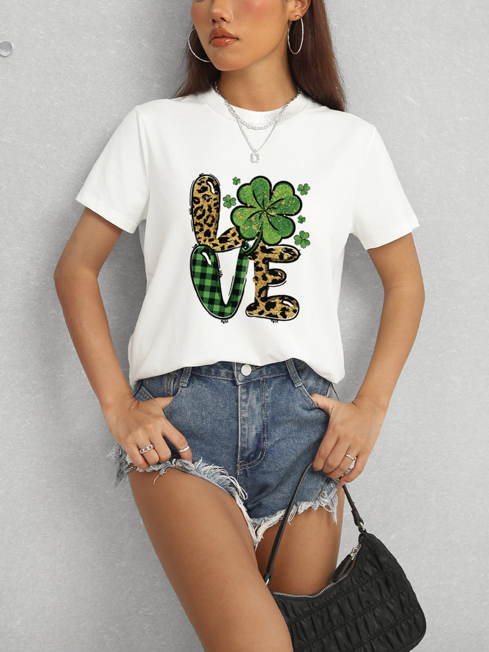 LOVE Round Neck Short Sleeve T-Shirt-Teresa's Fashionista LLC
