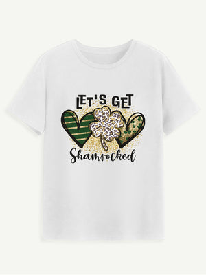Lucky Clover Round Neck Short Sleeve T-Shirt-Teresa's Fashionista LLC