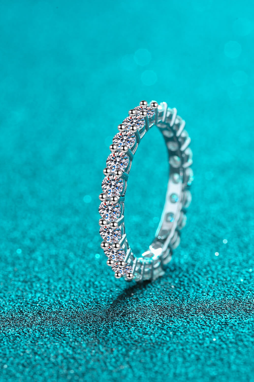 Moissanite Rhodium-Plated Ring-Teresa&#39;s Fashionista LLC