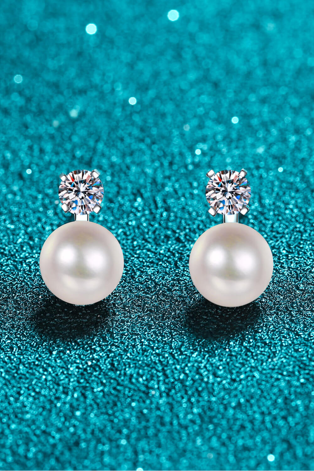 Moissanite Pearl Stud Earrings-Teresa's Fashionista LLC