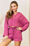 Basic Bae Buttoned Long Sleeve Top and Shorts Set-Teresa's Fashionista LLC