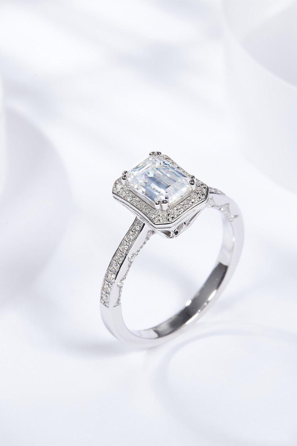 1 Carat Moissanite 925 Sterling Silver Halo Ring-Teresa's Fashionista LLC