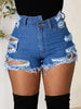 Distressed Raw Hem Denim Shorts with Pockets-Teresa's Fashionista LLC