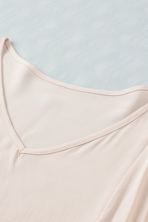 V-Neck Flounce Sleeve Babydoll Blouse-Teresa's Fashionista LLC