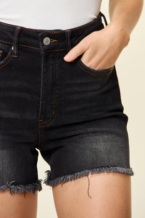 Judy Blue Full Size Tummy Control Fray Hem Shorts-Teresa's Fashionista LLC