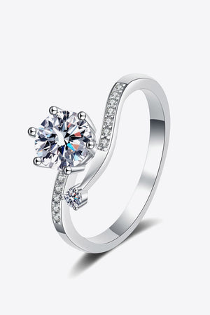 1 Carat Moissanite 925 Sterling Silver Bypass Ring-Teresa's Fashionista LLC