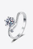1 Carat Moissanite 925 Sterling Silver Bypass Ring-Teresa's Fashionista LLC