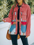 Dropped Shoulder Long Sleeve Printed Denim Jacket-Teresa's Fashionista LLC