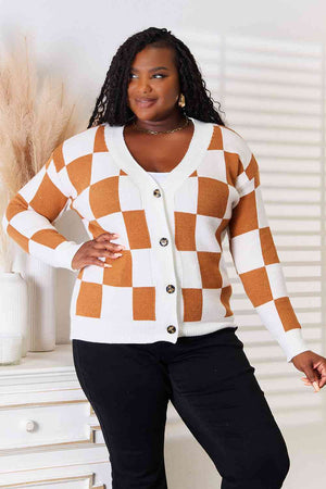 Double Take Button-Up V-Neck Dropped Shoulder Cardigan-Teresa's Fashionista LLC
