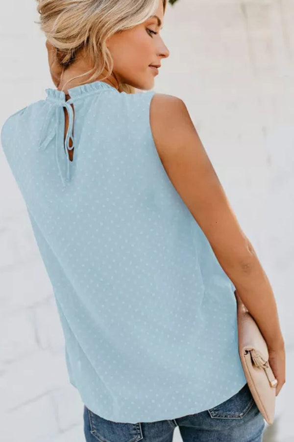 Smocked Tie Back Frill Trim Tank-Teresa's Fashionista LLC