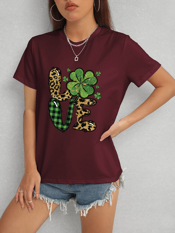 LOVE Round Neck Short Sleeve T-Shirt-Teresa's Fashionista LLC