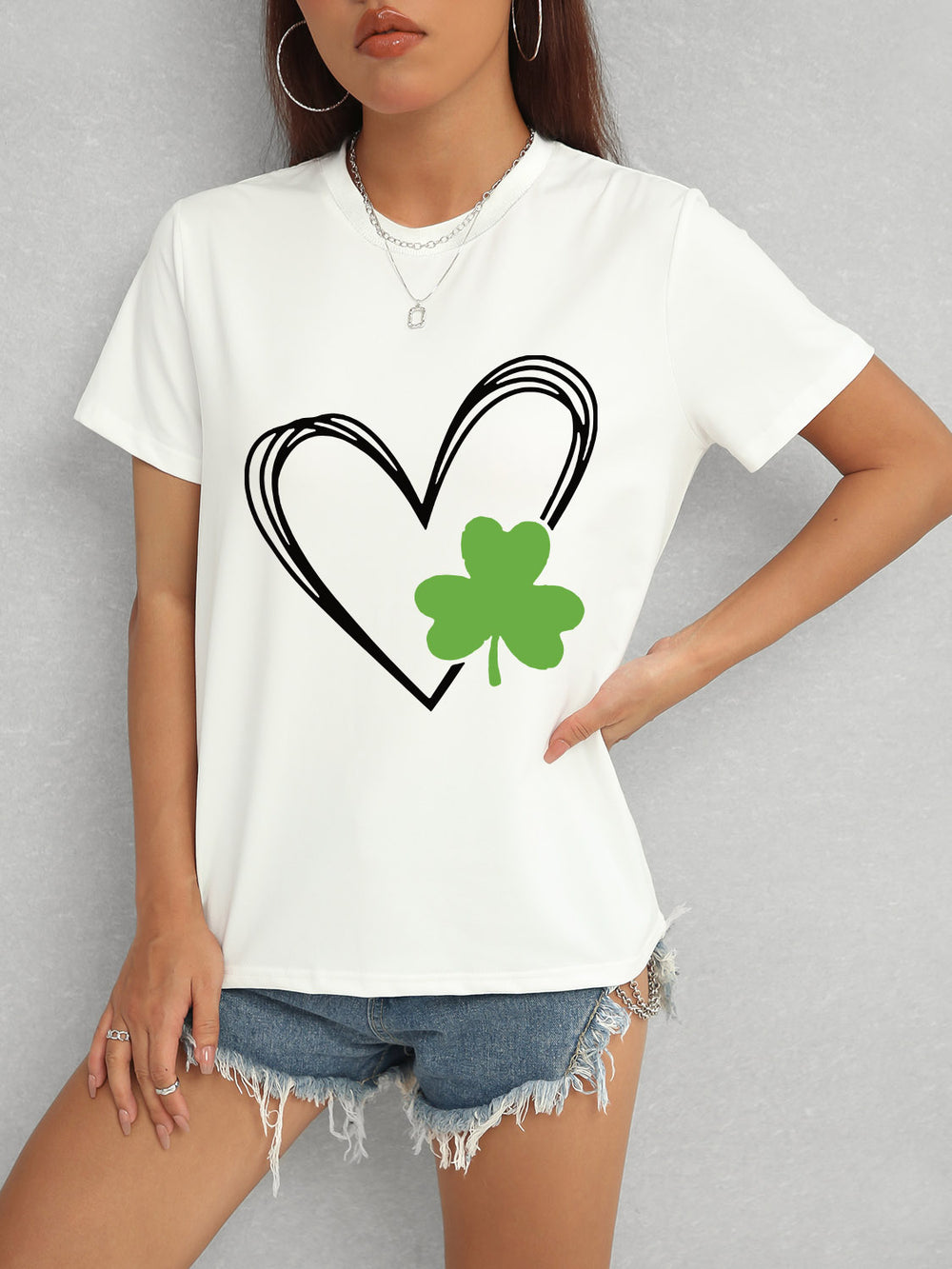 Heart Lucky Clover Short Sleeve T-Shirt-Teresa's Fashionista LLC