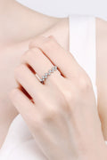 Moissanite Rhodium-Plated Half-Eternity Ring-Teresa's Fashionista LLC