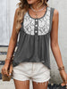 Lace Contrast Scoop Neck Tank-Teresa's Fashionista LLC