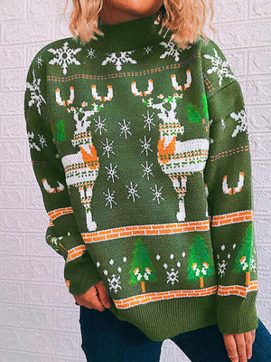 Turtleneck Drop Shoulder Long Sleeve Sweater-Teresa's Fashionista LLC