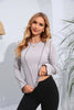Ribbed Round Neck Long Sleeve Blouse-Teresa's Fashionista LLC