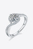 1 Carat Moissanite 925 Sterling Silver Crisscross Ring-Teresa's Fashionista LLC
