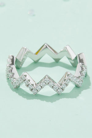 Moissanite Wavy Band Ring-Teresa's Fashionista LLC