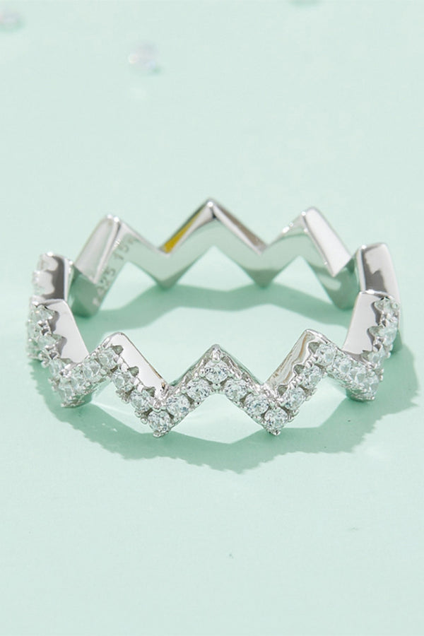 Moissanite Wavy Band Ring-Teresa's Fashionista LLC