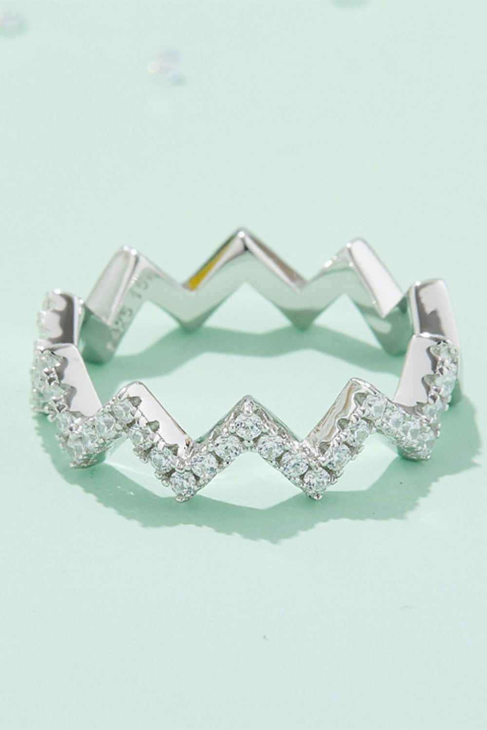 Moissanite Wavy Band Ring-Teresa&#39;s Fashionista LLC