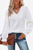 Eyelet V-Neck Flounce Sleeve Blouse-Teresa's Fashionista LLC