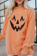 Round Neck Dropped Shoulder Jack-O'-Lantern Graphic Sweatshirt-Teresa's Fashionista LLC
